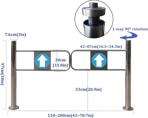 بوابة متأرجحة أوتوماتيكية لمحلات السوبر ماركت - باب وصول من الفولاذ المقاوم للصدأ باتجاه واحد بزاوية 90 درجة يفتح حاجز الأمان لمتاجر المكتبات والمستودعات (180 × 100 سم) in Kuwait