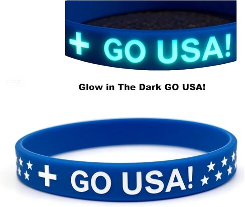Patriotic USA Go Blue Silicone Wristband with American Flag Temporary Tattoos, Bulk Pack for Football Soccer Basketball Tailgate Party Favors, 2026 World Cup, Concerts & Game Day for Men Women in Saudi Arabia