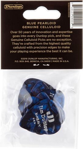 Jim Dunlop Celluloid Blue Pearloid Pick Extra Heavy - 12 Pack in Saudi Arabia