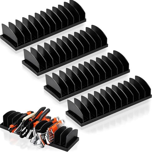 Chunful 4 حزمة كماشة المنظم الرف 44 فتحة أداة مربع المنظم كماشة حامل مع قاعدة مطاطية غير قابلة للانزلاق فواصل قابلة للتعديل القاطع المنظمون أداة تخزين درج للأب الميكانيكا المهنية الرجال in Kuwait