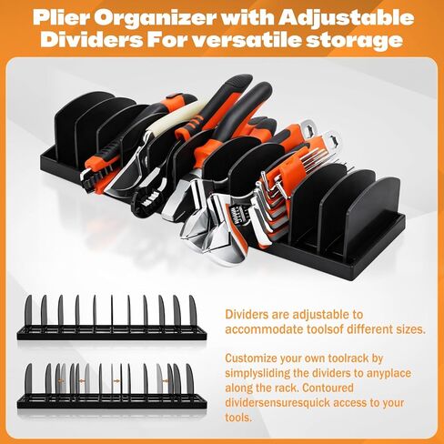 Chunful 4 حزمة كماشة المنظم الرف 44 فتحة أداة مربع المنظم كماشة حامل مع قاعدة مطاطية غير قابلة للانزلاق فواصل قابلة للتعديل القاطع المنظمون أداة تخزين درج للأب الميكانيكا المهنية الرجال in Kuwait