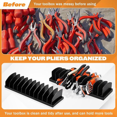 Chunful 4 حزمة كماشة المنظم الرف 44 فتحة أداة مربع المنظم كماشة حامل مع قاعدة مطاطية غير قابلة للانزلاق فواصل قابلة للتعديل القاطع المنظمون أداة تخزين درج للأب الميكانيكا المهنية الرجال in Kuwait