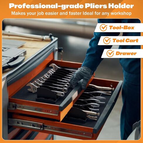 Chunful 4 حزمة كماشة المنظم الرف 44 فتحة أداة مربع المنظم كماشة حامل مع قاعدة مطاطية غير قابلة للانزلاق فواصل قابلة للتعديل القاطع المنظمون أداة تخزين درج للأب الميكانيكا المهنية الرجال in Kuwait