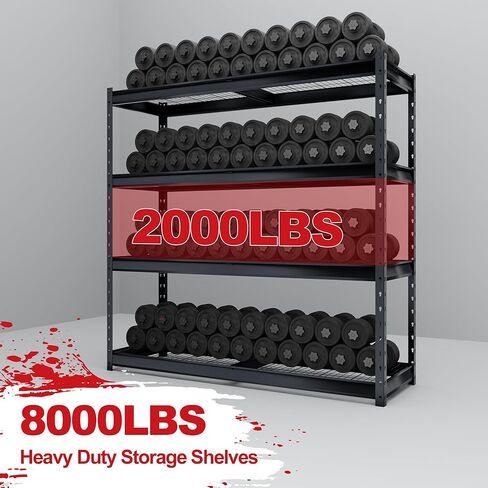 رفوف المرآب شديدة التحمل من Atlas 8000LBS، أرفف تخزين 72 بوصة عرض، رف صناعي معدني معتمد من NSF قابل للتعديل للطابق السفلي للمستودع، 72 بوصة عرض × 24 بوصة عمق × 72 بوصة ارتفاع in Saudi Arabia
