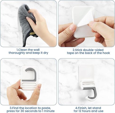 4 Pcs White Broom and Mop Holder Wall Mount Self-Adhesive Anti-Slip Gripper Cleaning Organizer Mop Handle Hanger Multi-Purpose Hook for Household, Home, Kitchen,Bathroom, Garden, Garage Storage in Saudi Arabia