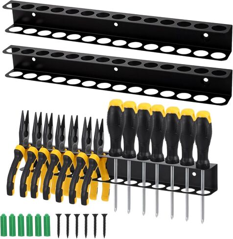 2 Pcs Screwdriver Plier Organizer Wall Mount, Screwdriver Rack, Metal Plier Holder Utility Tool Holder Organizers and Storage Rack for Garage Workshop Workbench Tool Chest Cart in Saudi Arabia