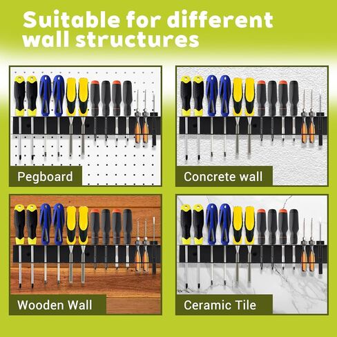 2 Pcs Screwdriver Plier Organizer Wall Mount, Screwdriver Rack, Metal Plier Holder Utility Tool Holder Organizers and Storage Rack for Garage Workshop Workbench Tool Chest Cart in Saudi Arabia