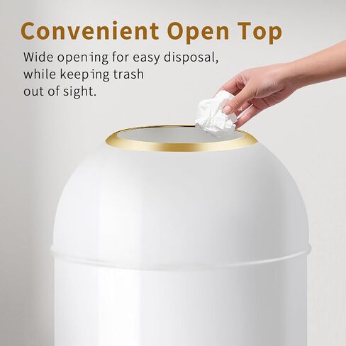 35L/9 Gallon Black Gold Stainless Steel Commercial/Kitchen Trash Can, Round Open Top Waste Bin Garbage Bin for Home Office Restaurant (White Gold, 9gallon) in Saudi Arabia