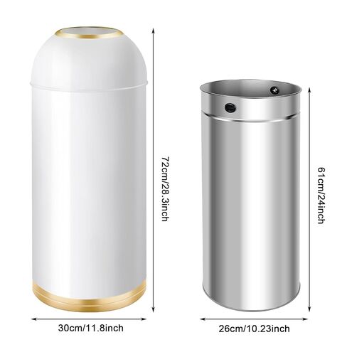 35L/9 Gallon Black Gold Stainless Steel Commercial/Kitchen Trash Can, Round Open Top Waste Bin Garbage Bin for Home Office Restaurant (White Gold, 9gallon) in Saudi Arabia