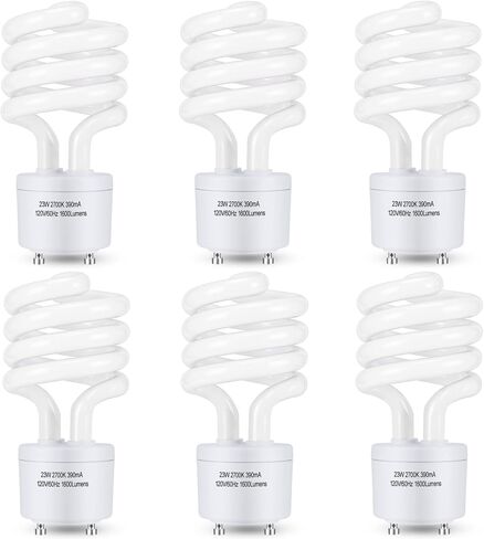 Winkcao CFL Light Bulbs GU24 Base, T3 Spiral 23Watt (100Watt Equ) Soft White 2700K 1600lm Compact Fluorescent Light Bulbs, UL Approved, 120v 60Hz, Self Ballasted CFL Bulbs, Pack of 2 in Saudi Arabia