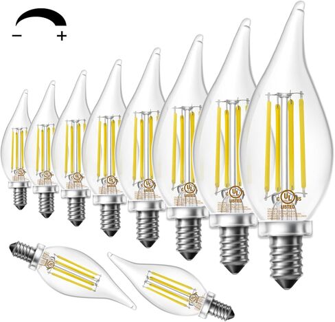 DAYBETTER E12 LED لمبة عكس الضوء، مصابيح الثريا، مصابيح الشمعدانات 60 واط أي ما يعادل، 2700K أبيض دافئ ناعم، 5.5W 600LM، لهب طرف لمبة ضوء اللهب خمر، 12 حزمة in Kuwait