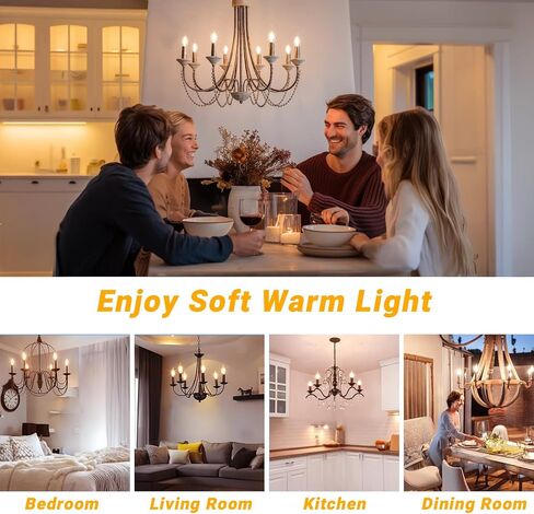 DAYBETTER E12 LED Bulb Dimmable, Chandelier Light Bulbs, Candelabra Light Bulbs 60 Watt Equivalent, 2700K Soft Warm White, 5.5W 600LM, Flame Tip Vintage Flame Light Bulb, 12 Pack in Saudi Arabia