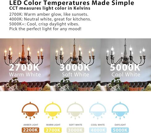 DAYBETTER E12 LED Bulb Dimmable, Chandelier Light Bulbs, Candelabra Light Bulbs 60 Watt Equivalent, 2700K Soft Warm White, 5.5W 600LM, Flame Tip Vintage Flame Light Bulb, 12 Pack in Saudi Arabia