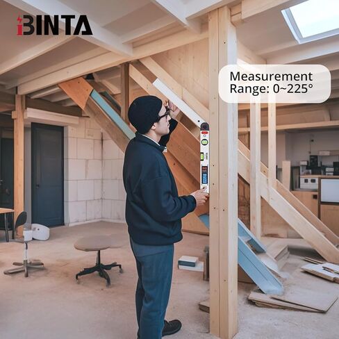 منقلة مكتشف الزوايا الرقمية من BINTA 0-225 درجة أداة قياس عالية الدقة من الألومنيوم مع شاشة LCD بإضاءة خلفية وحقيبة تخزين لمستويات الفقاعات العمودية الأفقية للأعمال الخشبية والبناء والنجارة باللون الفضي in Kuwait