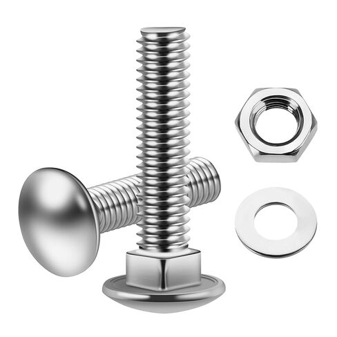Mywish (8 Sets) 1/2-13 x 2 Carriage Bolts Screws Round Head Square Neck and Hex Nuts & Flat Washers, Full Threaded 304 Stainless Steel Bright Finish 1/2 Bolts in Saudi Arabia