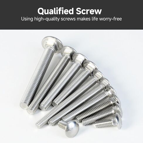 Mywish (8 Sets) 1/2-13 x 2 Carriage Bolts Screws Round Head Square Neck and Hex Nuts & Flat Washers, Full Threaded 304 Stainless Steel Bright Finish 1/2 Bolts in Saudi Arabia