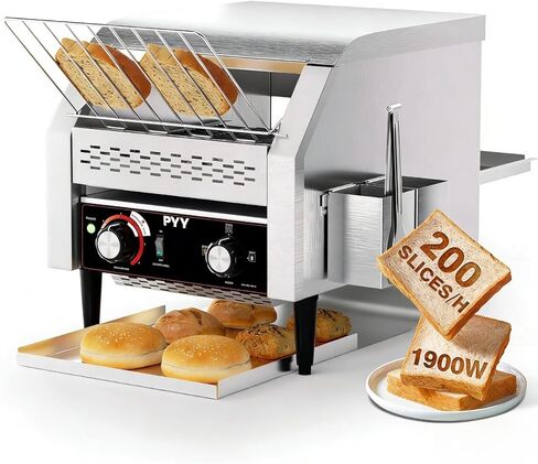 PYY Commercial Commercial Commercial Toaster - 450 Slice/H محامصات الحزام الصناعي الكهربائي الفرن من الفولاذ المقاوم للصدأ من أجل Bun Bagel Bread Restaurant مع شهادة ETL 1800W in Kuwait