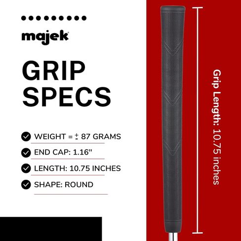 Majek Golf Club Grip - سوبر جامبو التهاب المفاصل جولة كبيرة جدًا 360 درجة سوداء - بدون شعار - مستدير .600 كبير جدًا XL XXL رائع للاعبي الغولف طويل القامة ذوي الأيدي الكبيرة - قبضة جولف مطاطية ممتازة - قطعة واحدة قبضة عالية الجر in Saudi Arabia