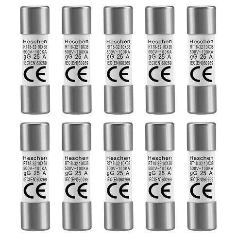 Cylindrical Ceramic Tube Fuse Link, RT18-32 (RO15), 10 * 38 mm, 16A 500V, CE, Pack of 10 in Saudi Arabia