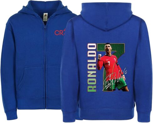 Kids Portugal Flag Zip Up Hoodie – Number 7 Soccer Fan Hoodie, Front & Back Print in Saudi Arabia