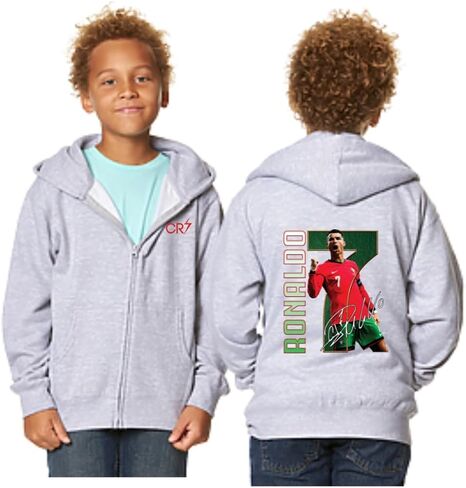 Kids Portugal Flag Zip Up Hoodie – Number 7 Soccer Fan Hoodie, Front & Back Print in Saudi Arabia