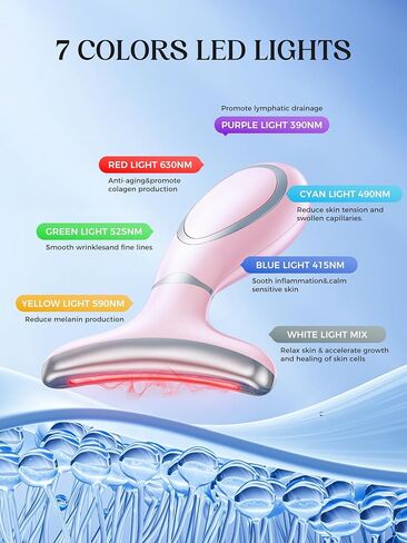 Red Light Therapy for Face & Neck, Face Massager Tool for Anti-Aging, Skin Facial Sculptor, 7-Color LED Phototherapy Device with Lifting, Heat & Vibration, Firming, Rechargeable Beauty Tool in Saudi Arabia
