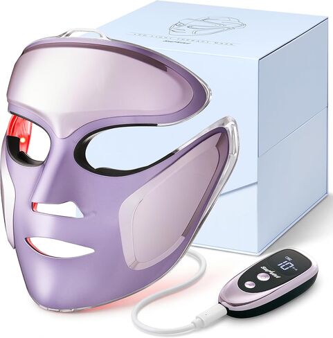 SUNVIVI LED Light Therapy Mask RT01, FDA 510K Cleared Class 2, Red Blue NIR Light for Acne & Wrinkles, Home Use Phototherapy Device with Eyelid Heating Pad, 10 Mins Treatment in Saudi Arabia