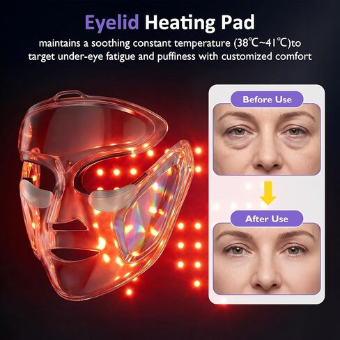 SUNVIVI LED Light Therapy Mask RT01, FDA 510K Cleared Class 2, Red Blue NIR Light for Acne & Wrinkles, Home Use Phototherapy Device with Eyelid Heating Pad, 10 Mins Treatment in Saudi Arabia