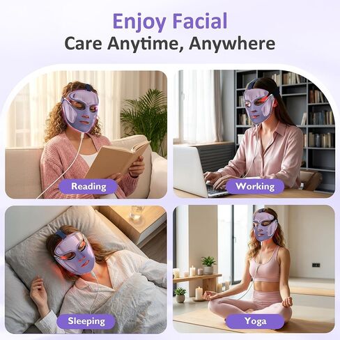 SUNVIVI LED Light Therapy Mask RT01, FDA 510K Cleared Class 2, Red Blue NIR Light for Acne & Wrinkles, Home Use Phototherapy Device with Eyelid Heating Pad, 10 Mins Treatment in Saudi Arabia