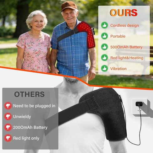 Red Light Therapy for Shoulder, Near-Infrared Light Therapy Pad，660nm & 850nm Portable Heated Shoulder Pad，5 Modes 5000mAh Portable & Longer Runtime in Saudi Arabia