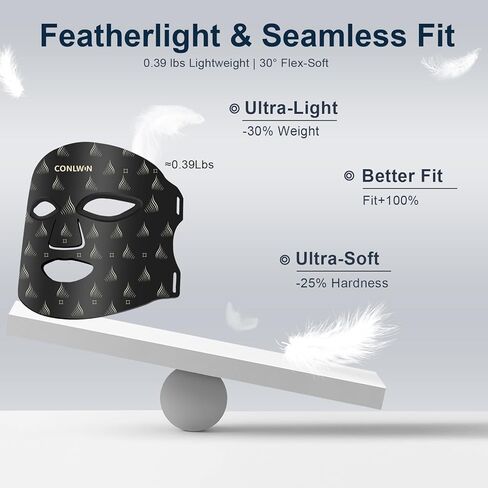 Red Light Therapy Mask for Face, 8 Modes 5 Intensities Red Light Mask with 850nm Infrared & 432 LEDs, 2000mAh Rechargeable Portable LED Face Mask Light Therapy with Timer, at Home in Kuwait