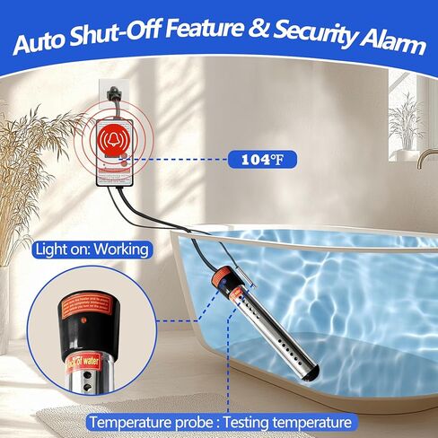 سخان مياه غمر-304 سخان مياه محمول من الفولاذ المقاوم للصدأ المدمج في طاقة السيارات ، ترموستات ، سخان الساخن المضاد للاحتفال ، سخان دلو مراقبة درجة الحرارة للتخييم المنزلي RV in Kuwait