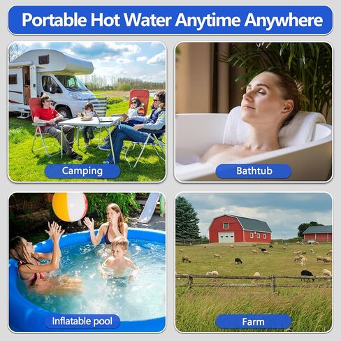 سخان مياه غمر-304 سخان مياه محمول من الفولاذ المقاوم للصدأ المدمج في طاقة السيارات ، ترموستات ، سخان الساخن المضاد للاحتفال ، سخان دلو مراقبة درجة الحرارة للتخييم المنزلي RV in Kuwait