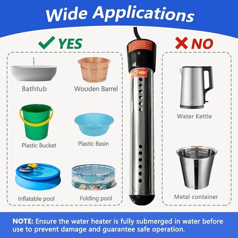 سخان مياه غمر-304 سخان مياه محمول من الفولاذ المقاوم للصدأ المدمج في طاقة السيارات ، ترموستات ، سخان الساخن المضاد للاحتفال ، سخان دلو مراقبة درجة الحرارة للتخييم المنزلي RV in Kuwait