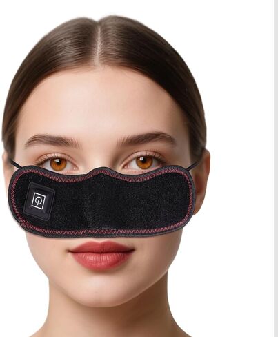 قناع أنف لاسلكي مُسخن لبيئات الهواء الجاف والتيار المتردد، 16 خرزة ضوء أحمر، 3 مستويات للحرارة، قابل لإعادة الشحن عبر USB، غطاء أنف محمول للسفر والراحة اليومية in Kuwait