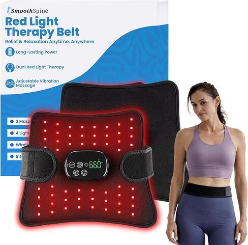 SmoothSpine Red Light Belt with Heat & Vibration – Wearable Red Light & Infrared Light Waist Belt Wrap, Cordless Back & Waist Comfort Device for Relaxation, Daily Use & Home Wellness in Saudi Arabia