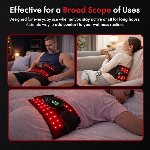 SmoothSpine Red Light Belt with Heat & Vibration – Wearable Red Light & Infrared Light Waist Belt Wrap, Cordless Back & Waist Comfort Device for Relaxation, Daily Use & Home Wellness in Saudi Arabia