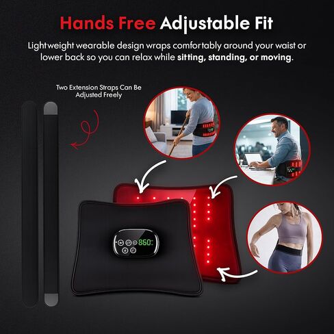 SmoothSpine Red Light Belt with Heat & Vibration – Wearable Red Light & Infrared Light Waist Belt Wrap, Cordless Back & Waist Comfort Device for Relaxation, Daily Use & Home Wellness in Saudi Arabia