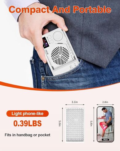 العلاج بالضوء الأحمر للوجه والجسم، لوحة العلاج بالضوء الأحمر المحمولة، الضوء الأحمر 660 نانومتر وضوء الأشعة تحت الحمراء 850 نانومتر لتخفيف الألم، العناية بالبشرة، الضوء الأحمر للنوم، قابل لإعادة الشحن ورائع للسفر in Kuwait