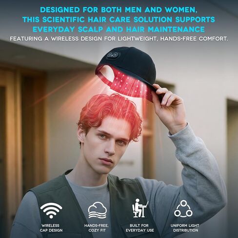 Laser Cap Hair Loss Thinning & Alopecia Treatment for Men & Women Wireless Rechargeable Red Light Therapy for Hair Growth - FDA Cleared Laser Cap for Hair Regrowth in Saudi Arabia