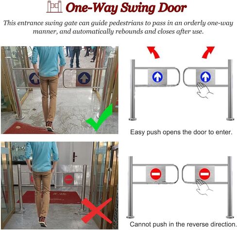 باب دوار أمني أوتوماتيكي للملاعب والمتاحف | حاجز الوصول إلى البوابة المتأرجحة في اتجاه واحد | بوابة مدخل السلامة (110 × 100 سم 43 × 39 بوصة) in Kuwait