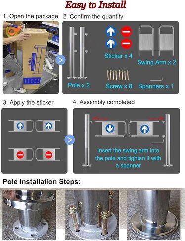 باب دوار أمني أوتوماتيكي للملاعب والمتاحف | حاجز الوصول إلى البوابة المتأرجحة في اتجاه واحد | بوابة مدخل السلامة (110 × 100 سم 43 × 39 بوصة) in Kuwait