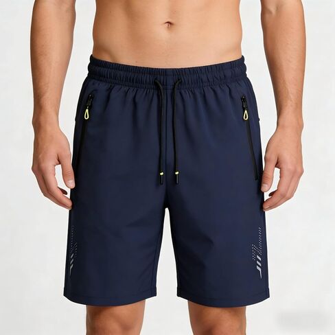 Men's Quick Dry Athletic Shorts with Zipper Pockets Ice Silk Lightweight for Running Workouts in Saudi Arabia