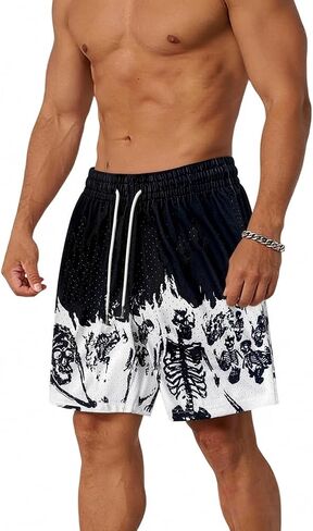 Lsweioad Mens Graphic Shorts Quick-Dry Mesh Sweat Shorts Men Camo with Pockets for Gym Basketball in Saudi Arabia