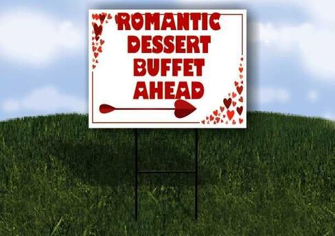 Romantic Dessert Buffet Ahead Red Frame With Hearts Up Arrows A-Frame Single Sided 23x23 in. sign in Saudi Arabia