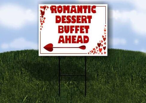 Romantic Dessert Buffet Ahead Red Frame With Hearts Up Arrows A-Frame Single Sided 23x23 in. sign in Saudi Arabia