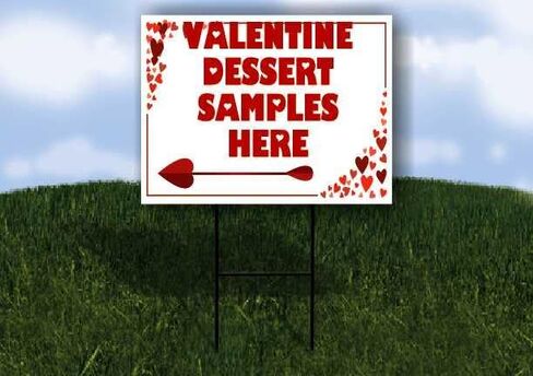 Valentine Dessert Samples Here Red Frame With Hearts Up Arrows A-Frame Single Sided 23x23 in. sign in Kuwait