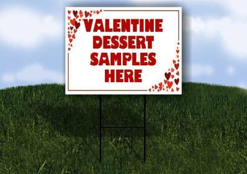 Valentine Dessert Samples Here Red Frame With Hearts Up Arrows A-Frame Single Sided 23x23 in. sign in Saudi Arabia