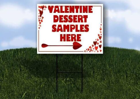 Valentine Dessert Samples Here Red Frame With Hearts Up Arrows A-Frame Single Sided 23x23 in. sign in Saudi Arabia