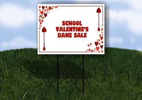 School Valentine’S Bake Sale Red Frame With Hearts Up Arrows A-Frame Single Sided 23x23 in. sign in Kuwait